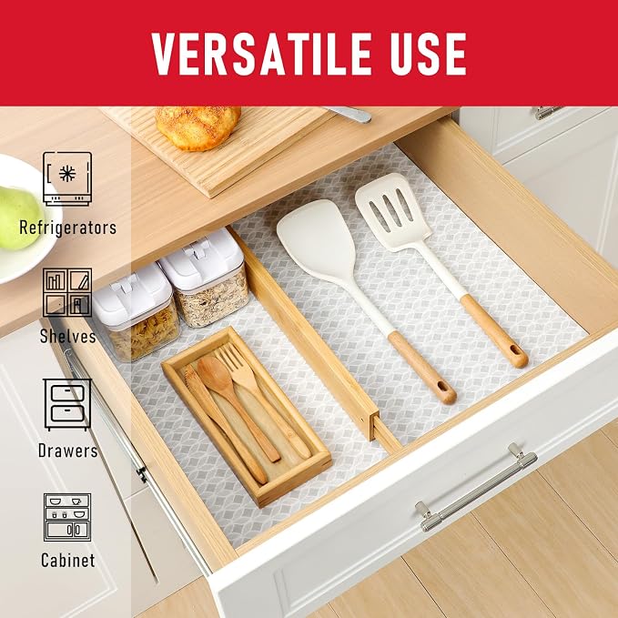 Cooyes 12 Pack Large Refrigerator Liners 17.7" x 36", Absorbent Strong Grip Fridge Liners Washable, Fridge Shelf Liner for Kitchen Cabinets, Non-Adhesive Refrigerator Bin Liners and Mats