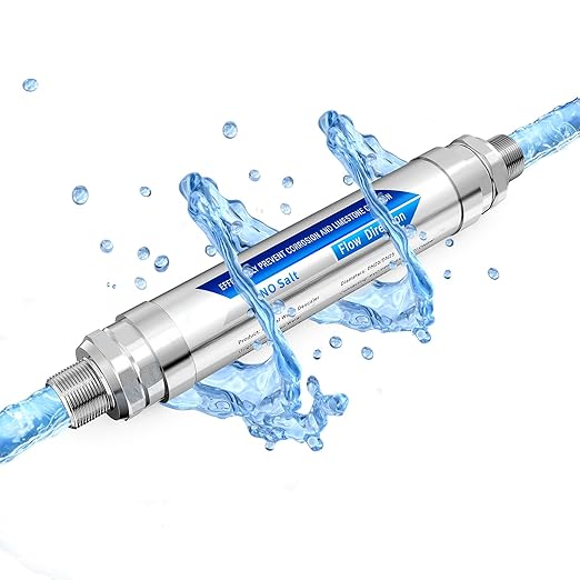Salt Free Water Descaler Whole House, ¾-Inch NPT Water Descaler System, Scale Water Softener System,Prevents Limescale in Pipes, Tankless Water Heaters, Appliances & Smart Toilets