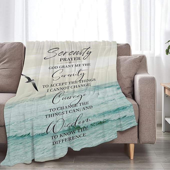 Tijuboni Serenity Prayer Bible Throw Blanket Christian Gifts for Women Men Girls Boys Kids Adults Soft Flannel Fleece Blanket for Couch Sofa Bed Home Decor 60"x80"