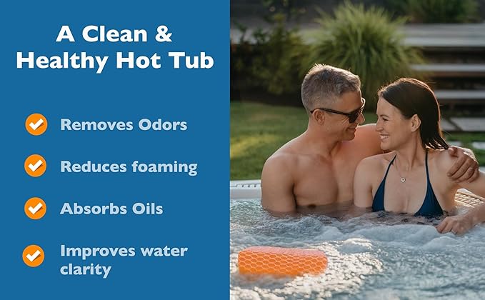 Water Bobble Hot Tub Oil Scum Absorber - Scum Absorbing Sponge for Spas and Hot Tubs - Naturally Cleaner Water with Spa Sponges for Hot Tubs - Orange Floating Bobble with String - 2 Pack