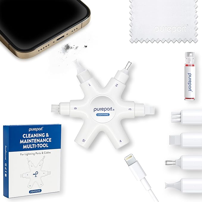 pureport Cleaning Kit for iPhone | The Original Phone Cleaner Multi-Tool | Compatible with iPhone & iPad | Repair & Restore Charging Ports, Lightning Cables & Connectors | As Seen on USA Today