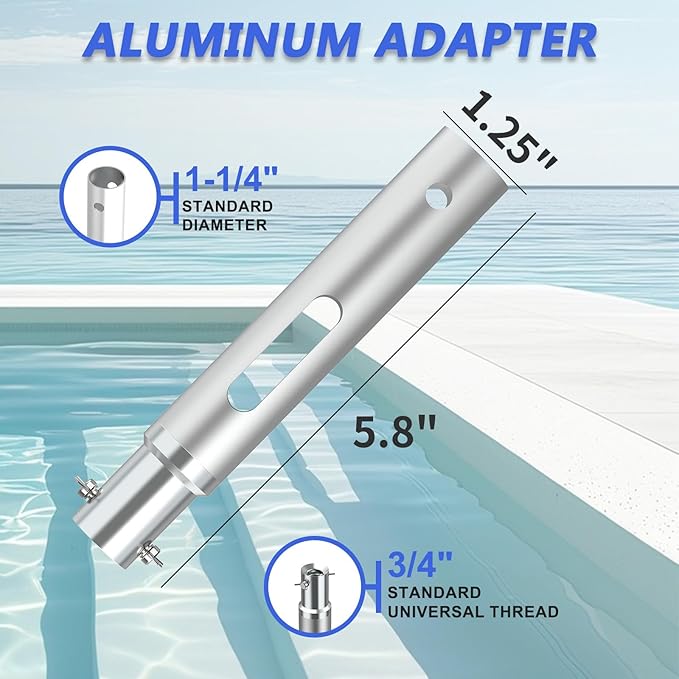 16FT Swimming Pool Pole with Brush, Upgraded Pool Pole Telescopic 16ft Heavy Duty with 19" Pool Brush Head, Adjustable Length 4 to 16 Feet, Universal Pole for Skimmer Net, Brush, Vacuum Head