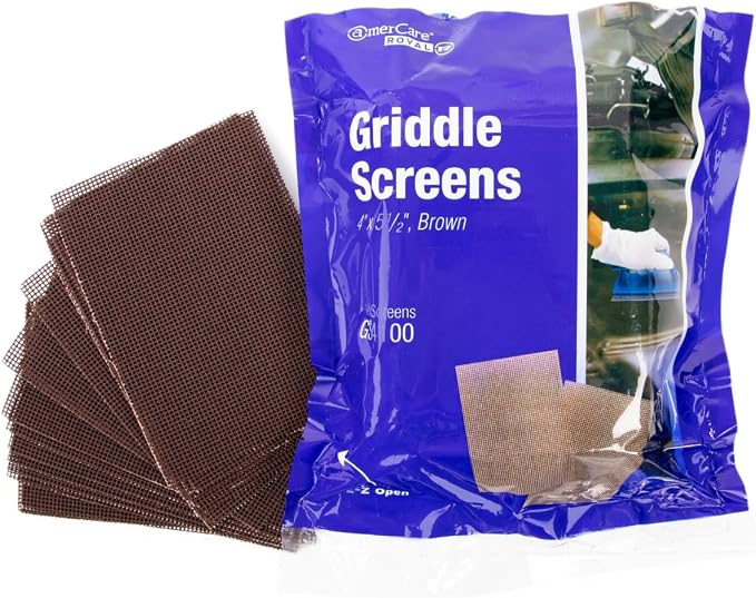 AmerCareRoyal Griddle Cleaning Screens - Pre-Treated Abrasive Mesh Pads for Flat Top Grill Maintenance - Enhances Food Taste, Grill Accessories, Pack of 400