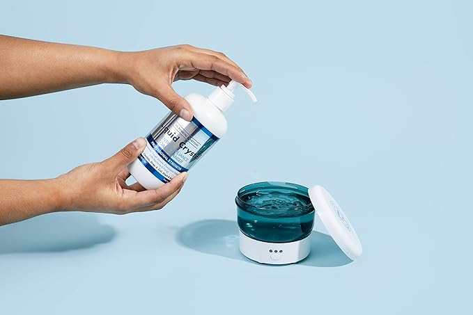 Dr. B Dental Liquid Crystal Soak Cleanser & Solutions Ultrasonic Cleaner Bundle | Complete Appliance Cleaning System for Dentures, Night Guards, Retainers & Aligners