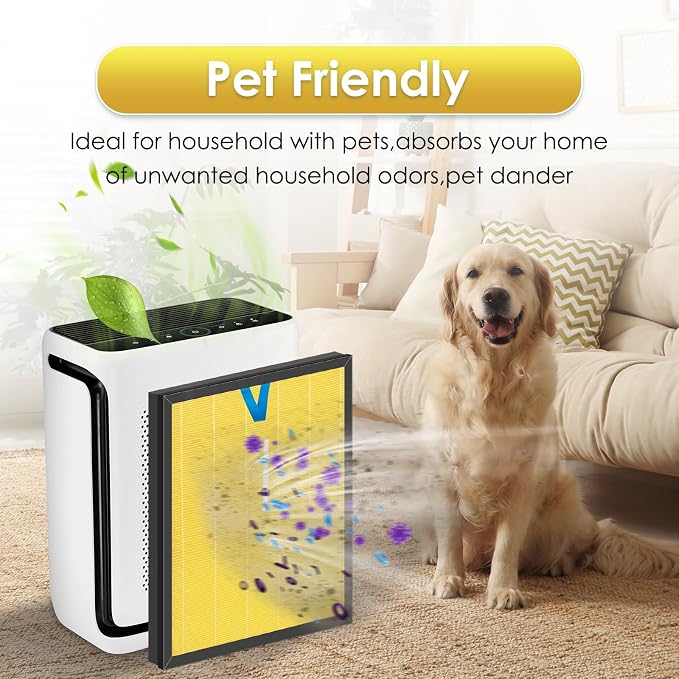 3 Pack Vital 200S Pet Care Replacement Filter Compatible with LEVOIT Vital 200S and Vital 200S-P Air Purifier, H13 True HEPA Filter, 3-in-1 Activated Carbon Filters, Replace #Vital 200S-RF-PA, Yellow