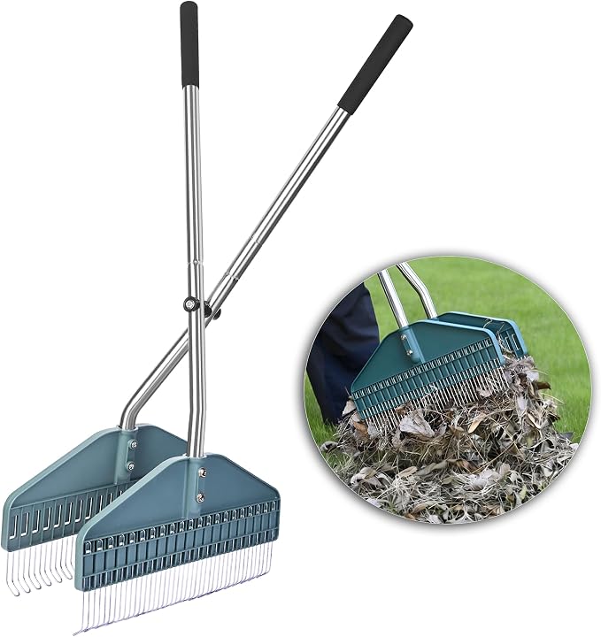 YEELOR Leaf Grabber, Yard Leaf Grabber Rake, No Need to Bend Over, Lightweight, 36.6 Inches in Length and 3.3 Pounds in Weight, Ideal for Picking Up Leaves, Weeds, Twigs and Other Debris