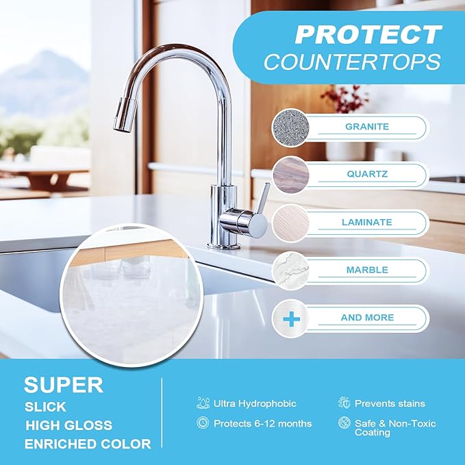 Ceramic Coating Spray – Shine, Seal & Protect Stainless Steel, Glass, Kitchen & Bath – Repels Fingerprints, Water Spots & Grime – Multi-Surface Sealant for Countertops, Sinks & More, 17.32oz