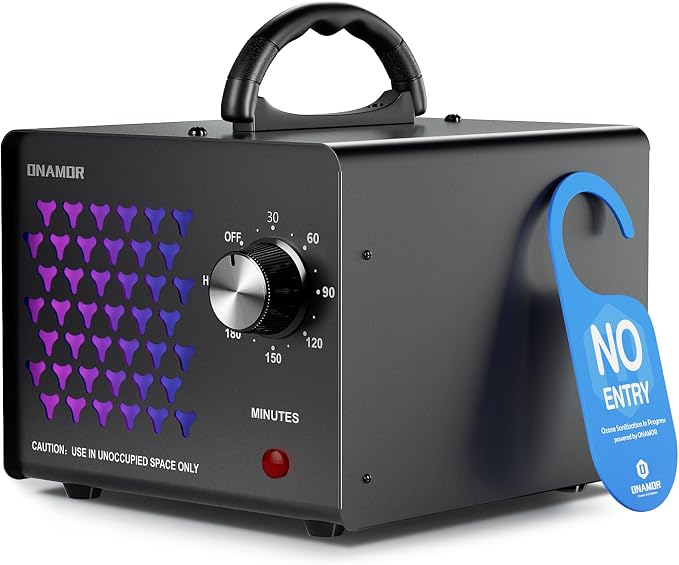 ONAMOR Ozone Generator Odor Eliminator 70000mg, High Capacity Ozone Machine Odor Removal Up to 6000 Sq.Ft, Ionizer Ozonator for Smoke, Car, Basement And Pet Room, Black