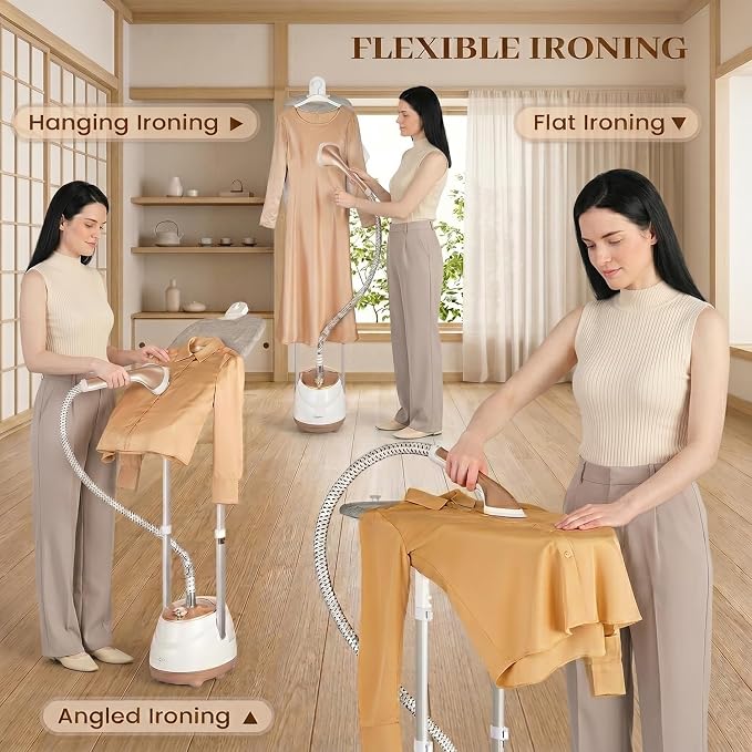 HAPAIS Steamer for Clothes,1800W Professional Clothes Steamer 360° Rotatable Ironing Board,30s Fast Heat, 2L Large Tank 60 Mins Steam, Garment Steamers for Suits, Wedding Dresses, Curtains, Cashmere
