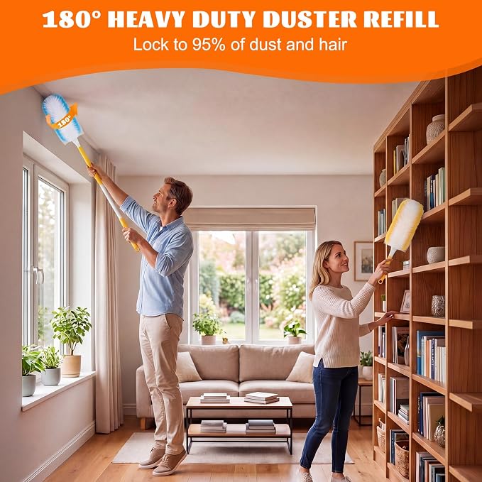 600 Pcs Disposable Dusters Refills Bulk Heavy Duty 360° Dusters Refill with 3ft Extended Handle and Short Handle, Multi Surface Replacement Duster Kit for Cleaning Ceiling Fan (Multicolor)