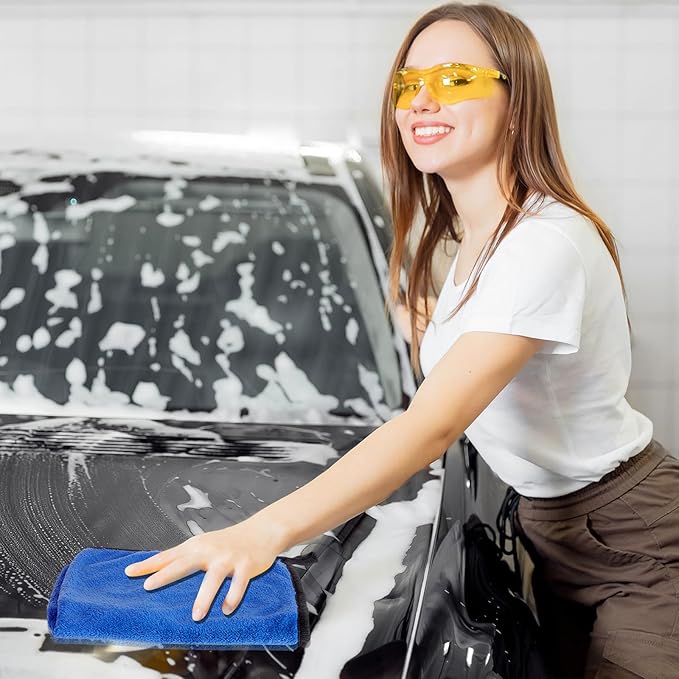 Tallew 60 Pcs Microfiber Towels:16"x16" Microfiber Drying Towels Bulk Micro Fiber Car Cleaning Cloth for Cars Drying Washing Polishing Office Windows Cleaning Household Supplies (Blue)