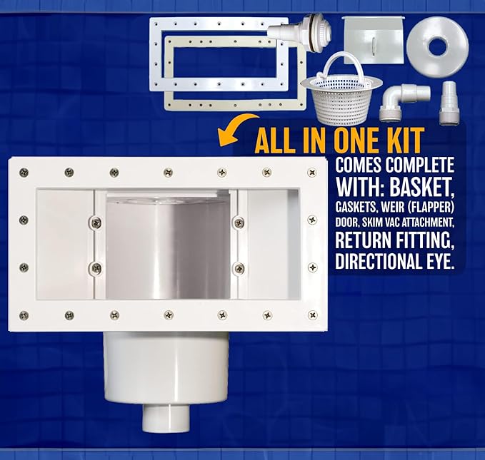 Poolzilla Wide-Mouth Complete Thru-Wall Skimmer Kit for Above-Ground Swimming Pool, White