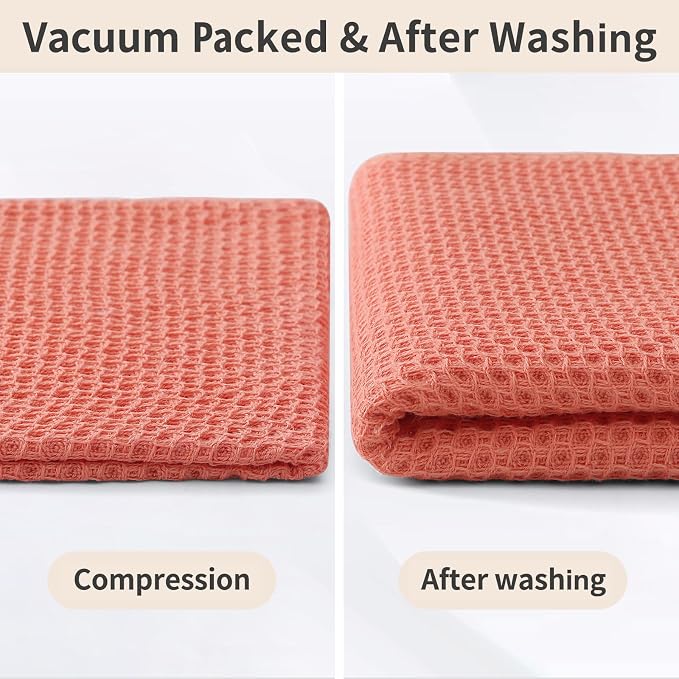 Homaxy 100% Cotton Kitchen Towels and Dishcloths Set, 12 x 12 Inches and 13 x 28 Inches, Set of 8 Bulk Kitchen Towels Set, Ultra Soft Absorbent Dish Cloths for Washing Dishes, Coral
