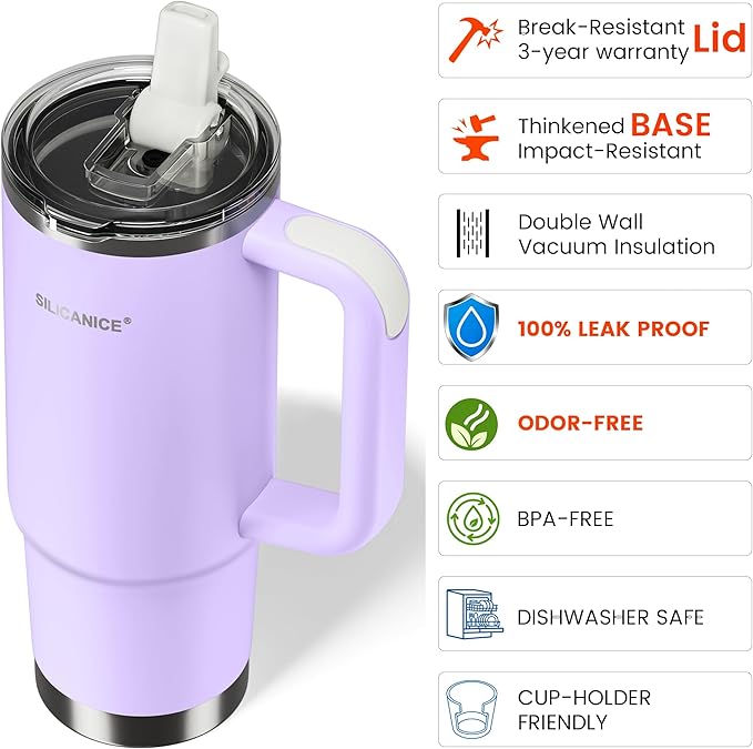 For Travel & Gym – Never Drink from a Moldy Lid Again: 30oz Hygienic Tumbler, 100% Leakproof Lid & Removable Foldable Spout. Reinforced Base, Fits Cup Holders- Lilac