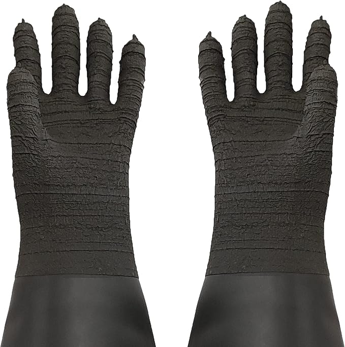 Heavy Duty Sandblasting Gloves 24.8" Rubber Gloves for Sandblaster Protective Safety Work Black Striped Glove