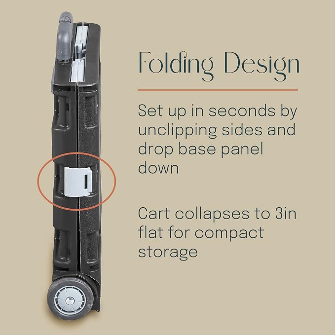 Mobile Folding Utility Cart with Canvas Storage Organizer Bag, Rolling Cart, Blue/Grey