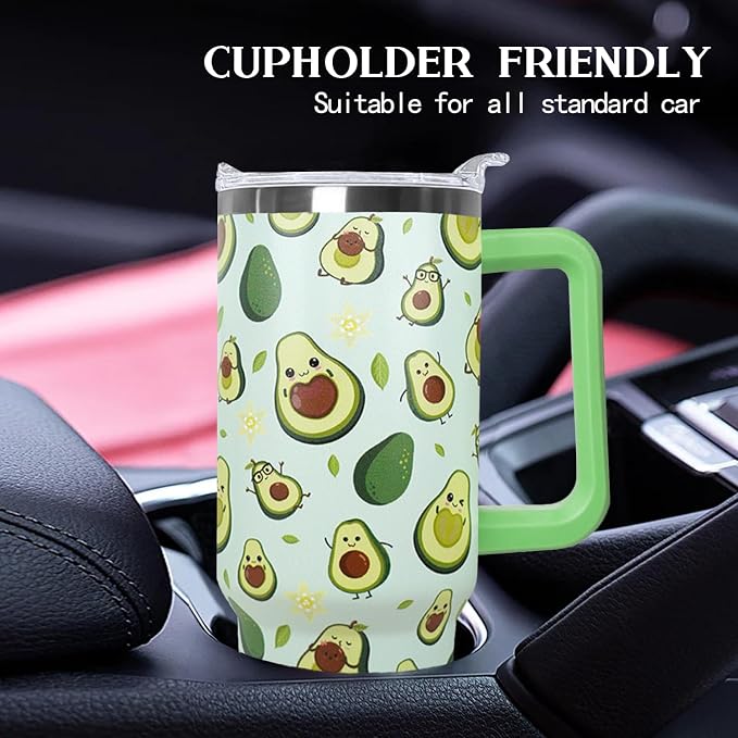 Ceovfoi 40 Oz Avocado Tumbler With Handle,Avocado Coffee Travel Mug Cup Water Bottle,Avocado Gifts for Women,Avocado Decor Stuff Accessories