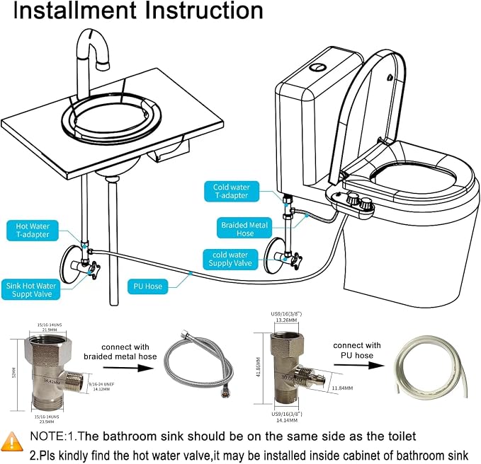 GLIGAM Bidet Attachment for Toilet Warm Water, Ultra-Slim Bidet Hot and Cold,Non-Electric Bidet Attachment for Frontal/Rear Wash, with Retractable Nozzle, Pressure & Angle Controls,Easy to install