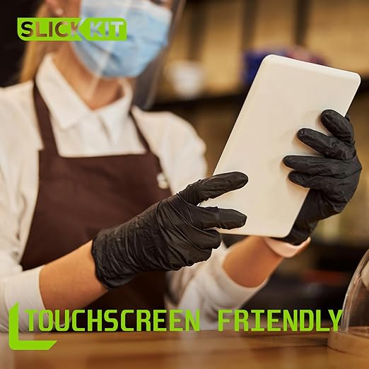Disposable Nitrile Gloves, 4 Mil Latex-Free Powder-Free Industrial Gloves for Cleaning, Cooking, Non-Sterile (Black, Large/9 (Pack of 100))