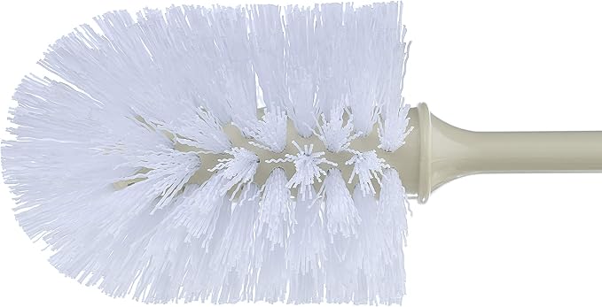 Superio Toilet Brush with Holder, Heavy-Duty Durable Bristles, Long Handle with Comfort Grip, Deep Cleaning Bathroom Toilet Bowl Brush, Beige