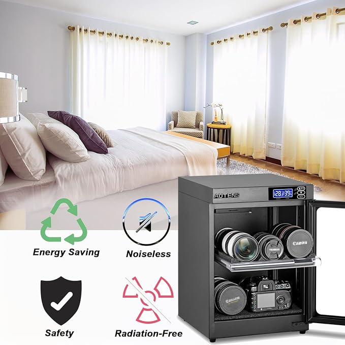 30L Dehumidifying Dry Cabinet Box, Digital Control Noiseless and Energy Saving, for DSLR SLR Camera Lens and Electronic Equipment Storage,Temperature Humidity LED Dual Screen