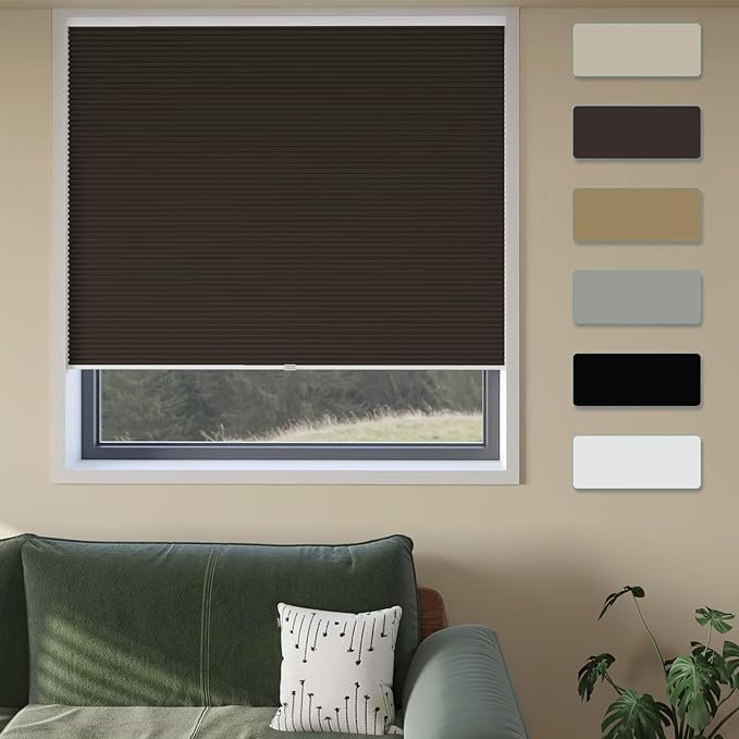 MYshade Cordless Cellular Window Shades No Tools No Drill Blackout Blinds for Indoor Windows Size 24" Wide X 64" Height Taupe Room Darkening Window Blinds for Bedroom, Bathroom, Kitchen, Living Room