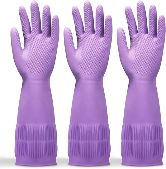 FMP Brands 3/6/12/60 Pairs 15 Inch Extra Long Rubber Dishwashing Gloves - Non-Slip for Cleaning, Kitchen, Bathroom, Gardening