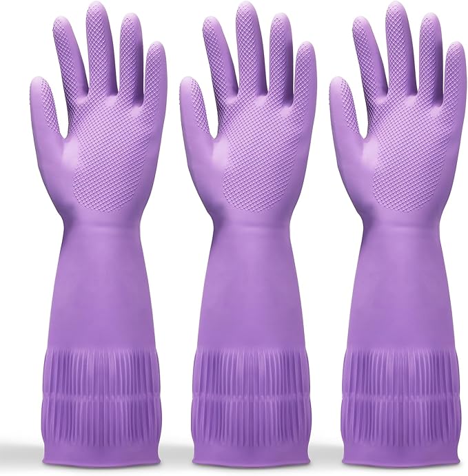 FMP Brands 3/6/12/60 Pairs 15 Inch Extra Long Rubber Dishwashing Gloves - Non-Slip for Cleaning, Kitchen, Bathroom, Gardening