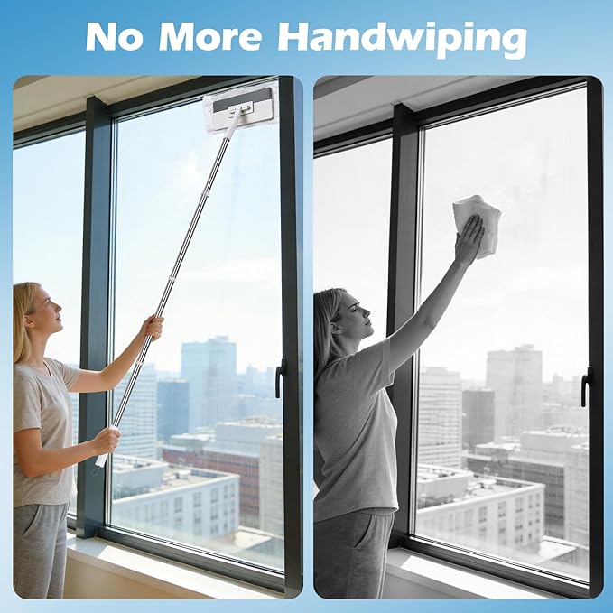 Masthome Clamp Mop Compatible with Swiffer Wet Jet Mops, 50" Stainless Steel Handle Mini Mop for Hardwood, Tile, Laminate, Marble, Wall, Window, Multi-Surface Floor Cleaning