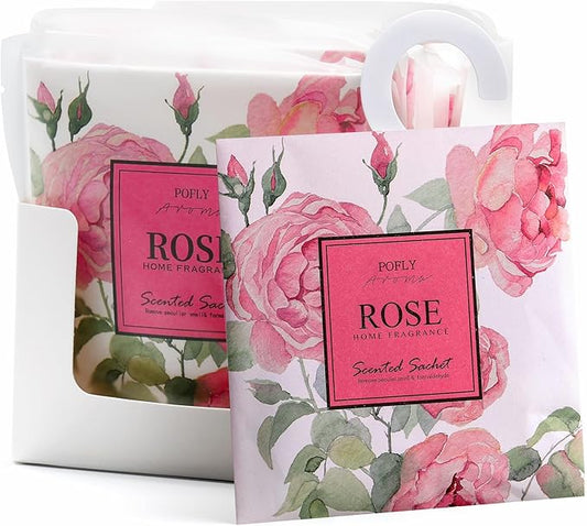 12 Pack Rose Scented Sachets, Long-Lasting Fresh Scent, Air Freshener for Closet & Drawers, Hanging Deodorizer for Home