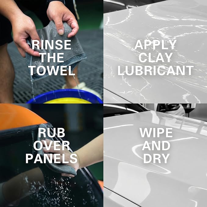 3 Pack Auto Detailing Clay Towel (12" x 12"), Fine Grade Synthetic Clay Bar Alternative for Car Paint & Glass, Vehicle Polishing & Wax Prep Cloth