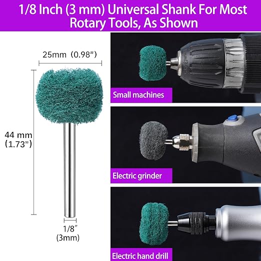 100 PCS Abrasive Buffing Wheels for Dremel, Thickened Polishing Kit 1/8 Inch Shank for Rotary Tool Accessories, Polishing Wheel Set for Metal Rust Wood Glass Watch Brass