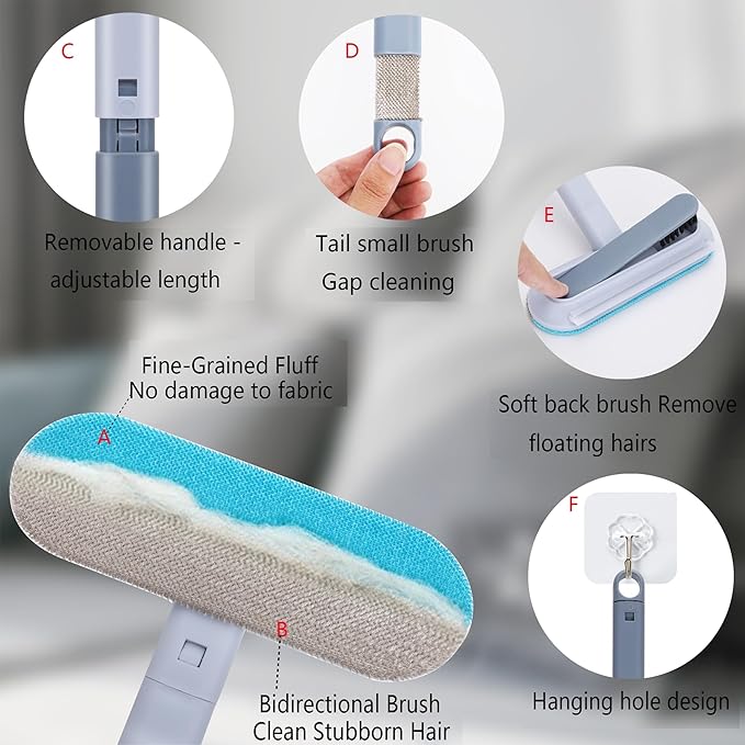 Pet Hair Remover – 4-in-1 Reusable Dog & Cat Hair Removal Tool, Standard Handle (17.7"), 2-Pack (Value Set), No-Bend Lint Brush for Furniture, Couch, Carpet, Car Seats & Window Screens