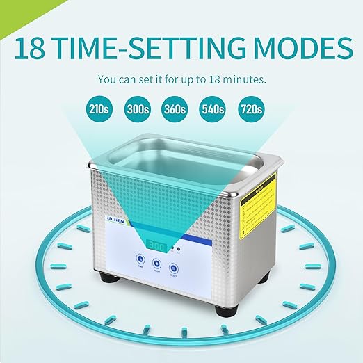 LICHEN 0.8L Ultrasonic Cleaner Professional Ultrasonic Parts Cleaner with Digital Timer, Stainless Steel Jewelry Cleaning Machine for Lab, Jewelry, Glasses, Watches(No Heat)