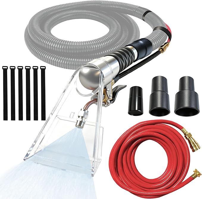 Universal Fit Any Existing Shop Vac Hose Extractor Kit Better Attachment Wet-dry Vacuums with 2-1/2" 1-7/8" 1-1/4" Adapter for Carpet Cleaning, Upholstery & Auto Detailing