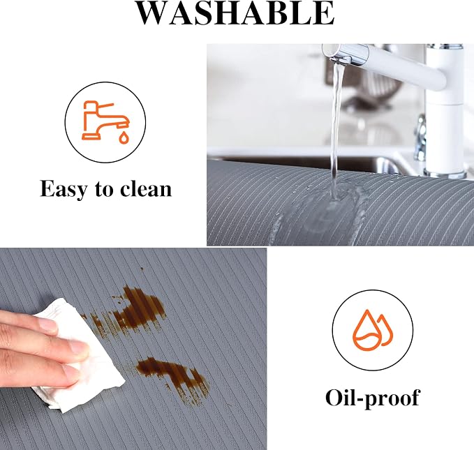 Mcrbeay Shelf Liners for Kitchen Cabinets, Refrigerator Liners Non Adhesive 17.5 Inch x 20Ft, Non-Slip Kitchen Drawer Liners, Waterproof Durable Cabinet Liners for Shelves, Fridge, Pantry, Dark Gray