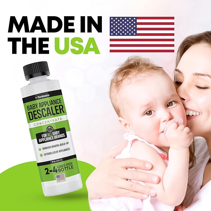 Durabasics [2 Pack] Baby Bottle Sterilizer Descaler – Compatible with Baby Brezza Sterilizers – Citric Acid Formula, Odorless, Helps Remove Mineral Buildup – Made in USA – 16oz