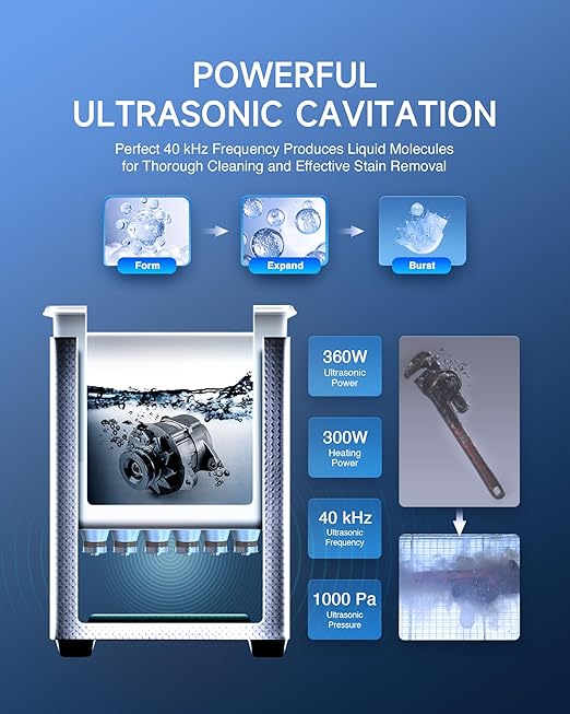CREWORKS Professional 15L Ultrasonic Cleaner Machine & 17 fl oz Jewelry Cleaner Solution 1:40 Dilution