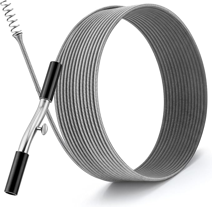Threlaco 50 ft Drain Auger Plumbing Snake for Heavy Deep Blockages 1/4" Diameter Flexible Plumbing Cables Drain Snake for Kitchen Bathroom Shower Sink Cleaning Drainage Clogs