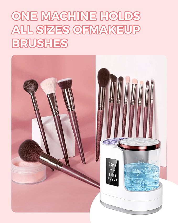 Electric Makeup Brush Cleaner Machine with Automatic Cleaning and Drying Functions Portable Makeup Brush for Makeup Lovers
