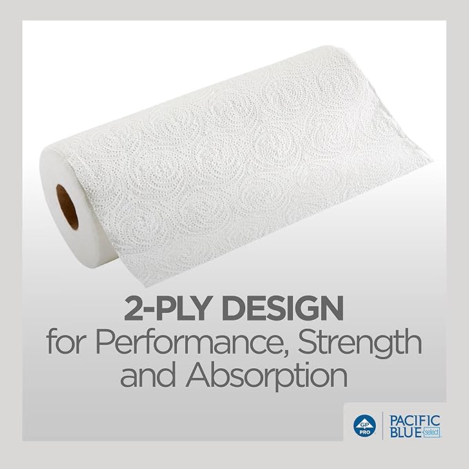 Georgia-Pacific Pacific Blue Select 2-Ply Perforated Roll Paper Towels by Georgia-Pacific Pro, 100 Sheets Per Roll, 30 Rolls Per Case,white - 27300
