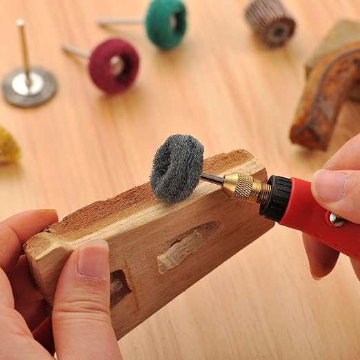 103 PCS Polishing Kit Compatible with Dremel Tools, 1” Mini Wire Brush Bits for Rotary Tool Accessories, Abrasive Buffing Wheels 120-800 Grit, 1/8 in Shank, Small Sanding Kit for Metal, Resin, Wood