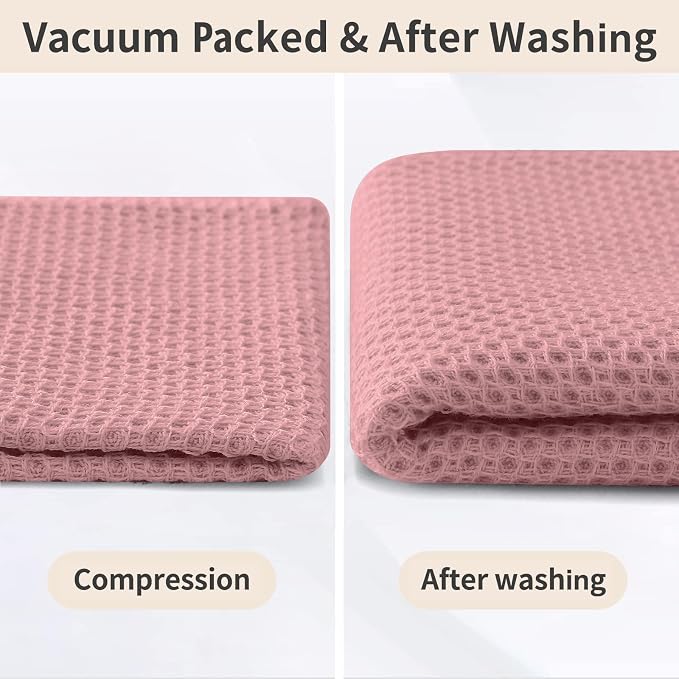 Homaxy 100% Cotton Kitchen Towels and Dishcloths Set, 12 x 12 Inches and 13 x 28 Inches, Set of 8 Bulk Kitchen Towels Set, Ultra Soft Absorbent Dish Cloths for Washing Dishes, Dried Rose