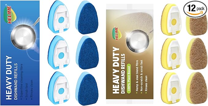 Non Scratch Dish Wand Sisal Hemp Replacement Brush Head, Plant Based Heavy Duty Scrubber Dispenser,Non Scratch Dispensing Scrubbers, Dishwashing Cleaning Supplies