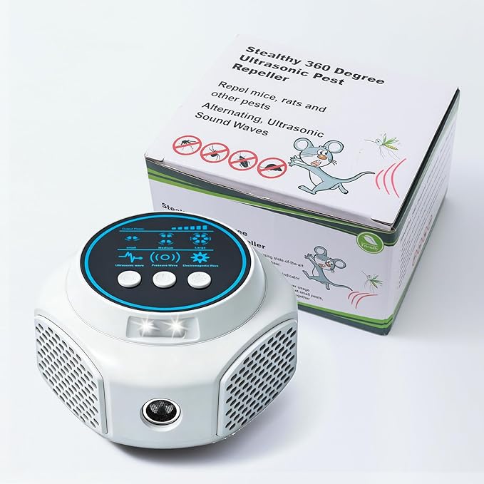 Ultrasonic Pest Repellent Plug in Upgraded High-Power, Mouse Rodent Repellent Insect Control for Rat Mice Squirrel Spider Bug Roach, Electronic Repelling Device with 3 Mode Switching (1, White)