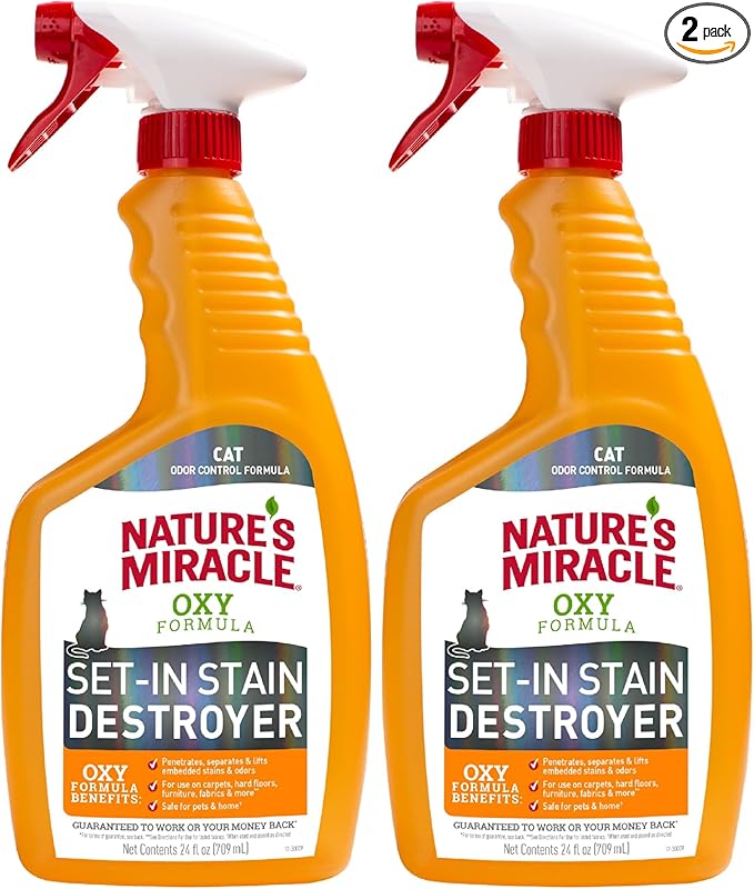 Nature's Miracle Just for Cats Oxy Stain and Odor Remover, 24 Fl Oz (Pack of 2)
