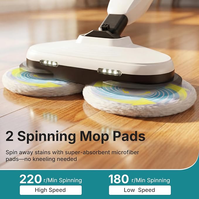 OLIXIS Steam Mop, All-in-One Scrubbing Steam Mops for Floor Cleaning with Rotating Pads, Floor Steamer with 2 LED Lights, 4 Cleaning Modes, Swivel Steering, 16.4 FT Cord, Safe for Hardwood and Tile