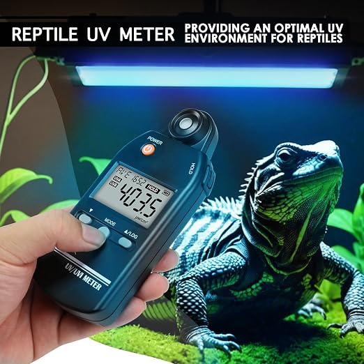 UV Meter Digital UVB Meter, 280-400 nm UV Index Meter with UV and UVI Switchable, 0-5000 μW/cm² Measuring Range UV Detector with 100 Groups Data Record, UV Index Meter for Reptiles, etc.