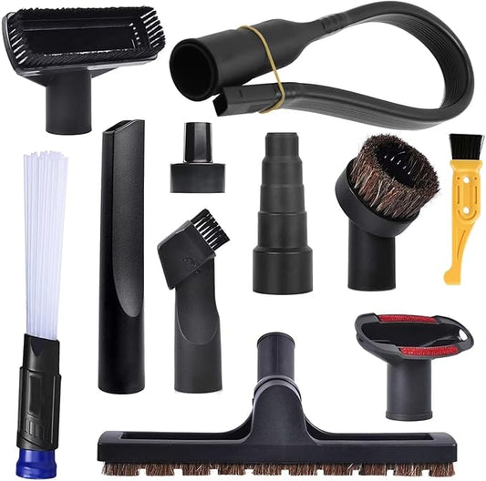 11 Pack Vacuum Attachments for Shop Vac Accessories, 1 1/4" Vacuum Attachments with Hardwood Floor Brush, 2 1/2" to 1 1/4" Vacuum Hose Adapter & 1 7/8" to 1" Adapter for shop Vac Attachment