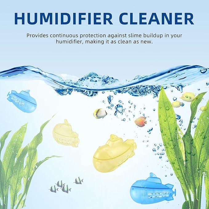 AMI PARTS Humidifier Tank Cleaner for Most Humidifier and Fish Tank, Silver Ion Filter Ball, Prevents Hard Water Build-Up(Yellow & Blue Universal Humidifier Cleaner 14 pcs)